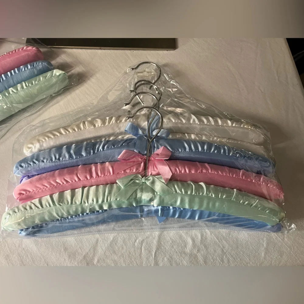 Satin Padded Hangers in Pink, Purple, and Blue
